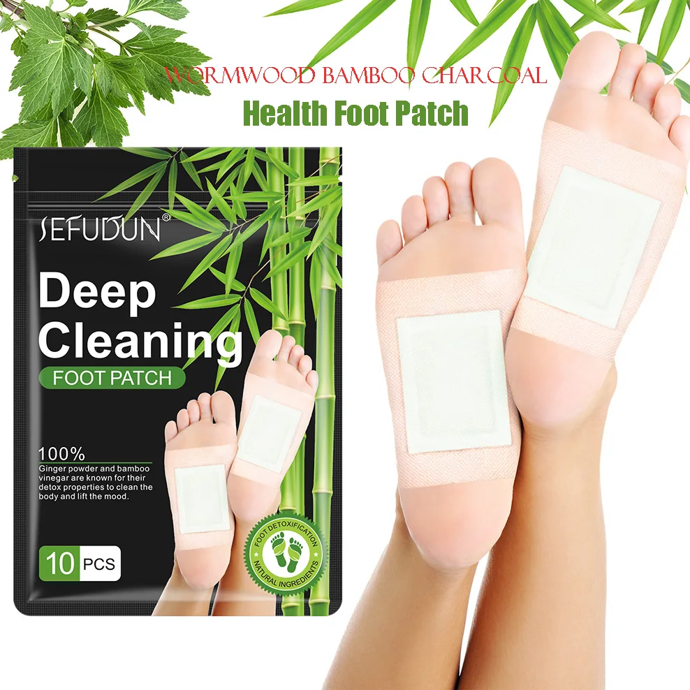 

3/5 Packs Wormwood Bamboo Charcoal Foot Patch For Deep Cleaning Dehumidification Stress Relief Sleep Aid Foot Patch 10PCS/PACK