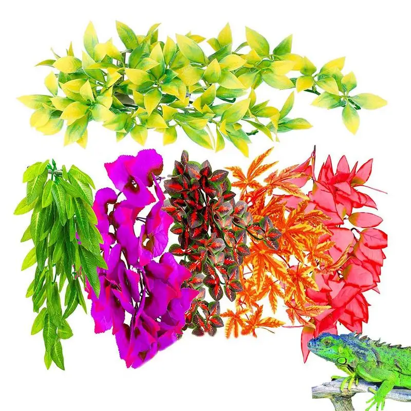 

12 Inch For Reptile DIY Fish Tank Simulated Plant With Suction Cup Plastic Fake Hanging Pet Supplies Realistic Artificial Vine