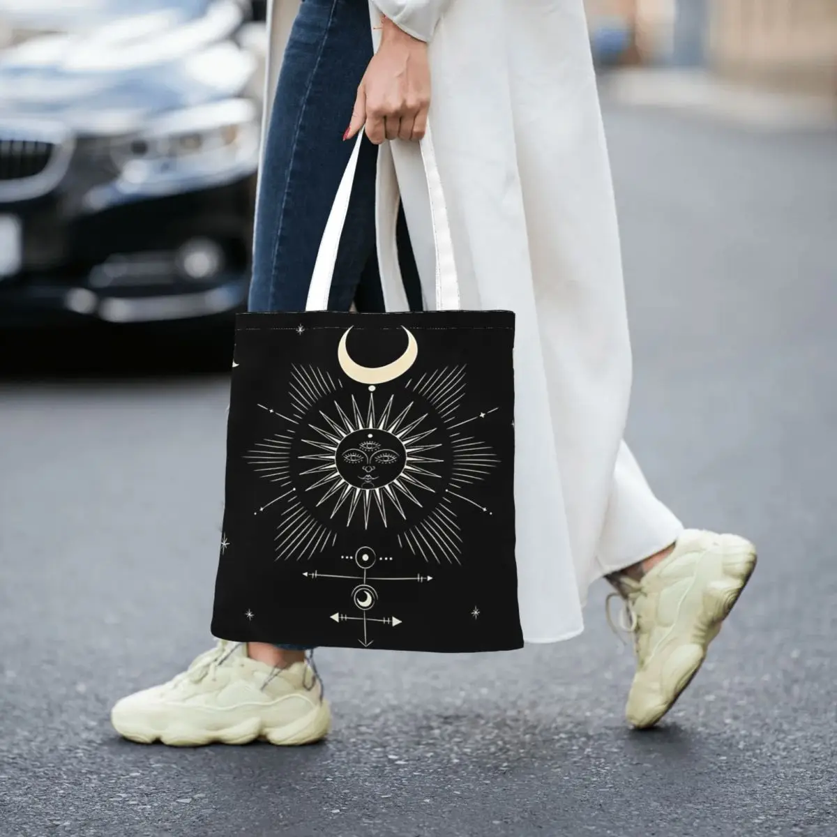 

Tarot Sun & Moon Women Canvas Handbag Large Capacity Shopper Bag Tote Bag withSmall Shoulder Bag