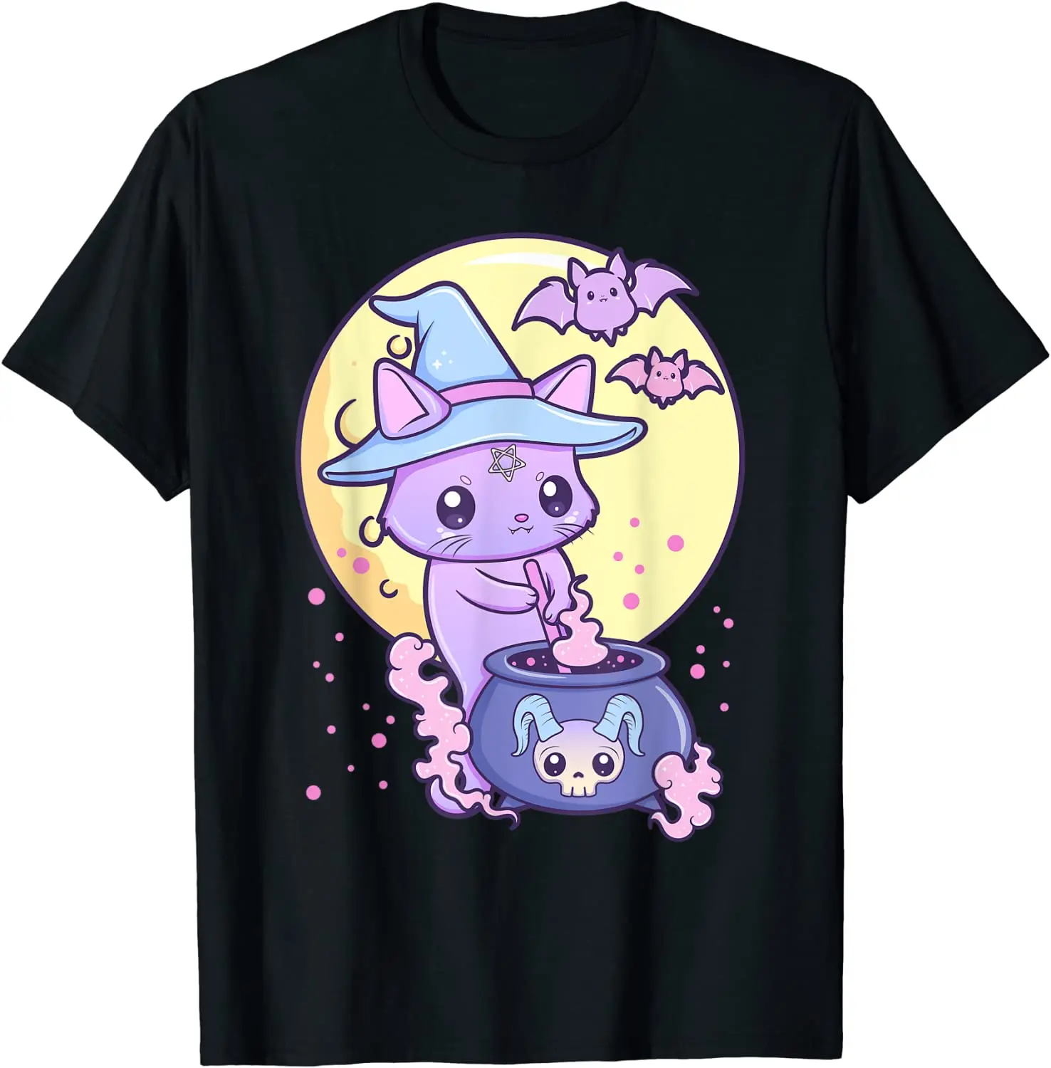 

Kawaii Pastel Goth Cute жуткая ведьма Кот Wicca футболка