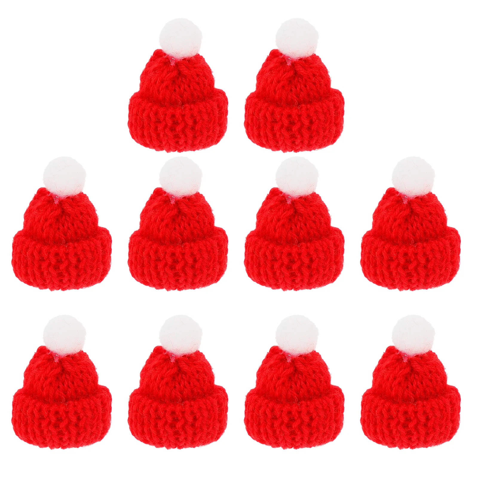 

10PCS Christmas Knit Hat Small Knit Santa Hat Lollipop Bottle Candy Cover Cap Santa Claus Hats Ornament for Christmas Party