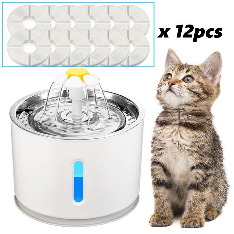 

2L Cat Water Fountain Drink Bowl Active Carbon Filter Automatic Pet Drinking Electric Dispenser Bowl Cat Drinker USB Powered