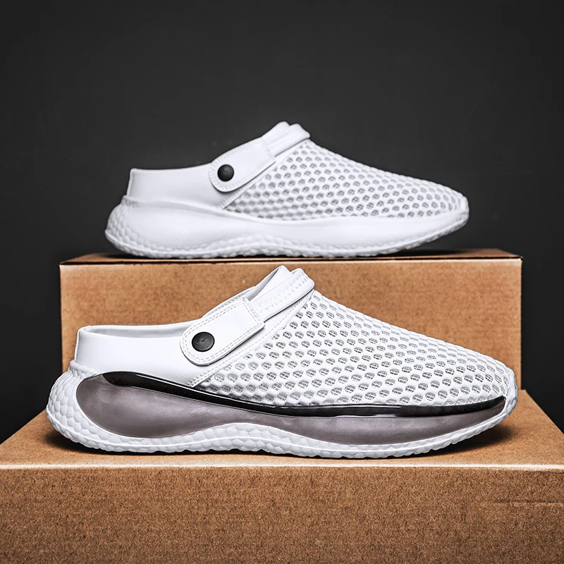 Men Beach Outdoor Sandals Slip-on Flats Clogs Lightweight Waterproof Non-slip Wading Durable Slippers