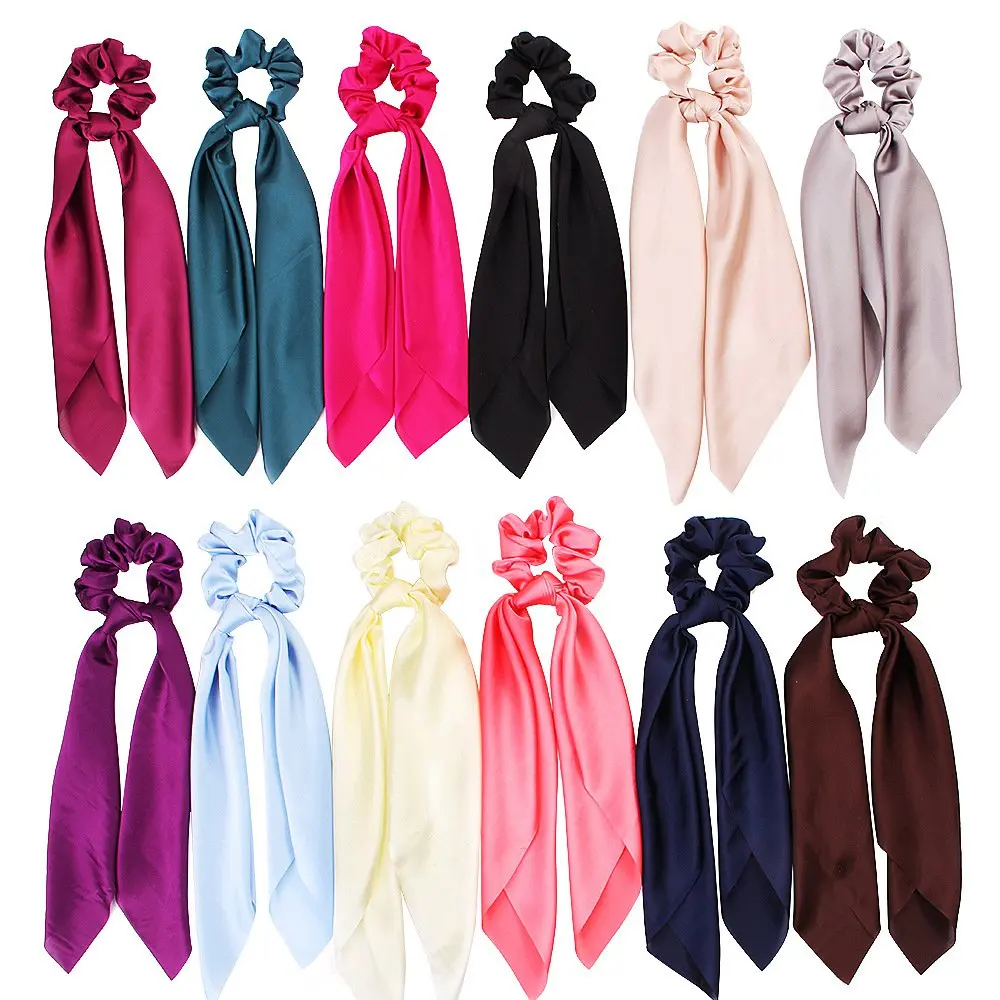 

Satin Scrunchies Women Elastic Hair Bands Ties Scarf Woman Scrunchy Hairbands Turban Head Wrap Summer Hair Accessories headwear