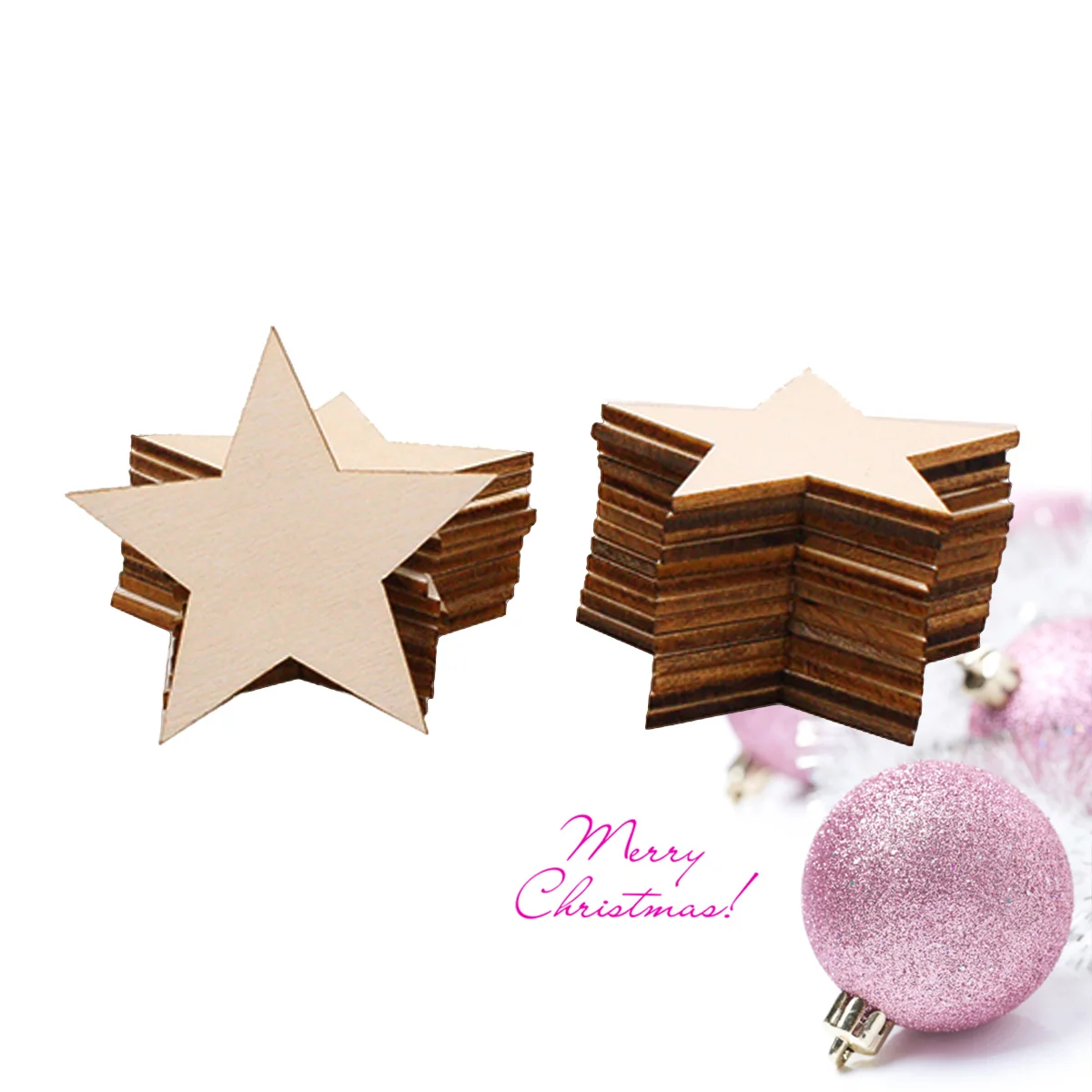 

25PCS Wooden Cutout Tile Christmas Hanging Decoration Wood Stars to Wooden Star Cutout Christmas Wooden Slices