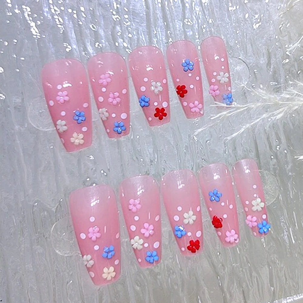 

Красочный цветочный искусственный ноготь французский длительный пресс на элегантные искусственные ногти