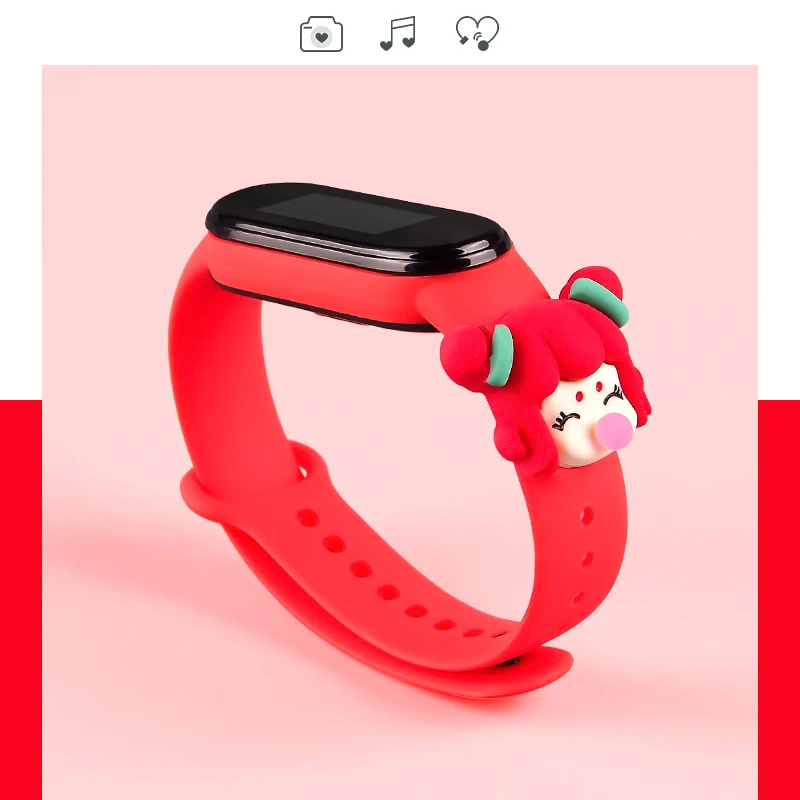 For Mi Band 7 6 5 4 3 Strap Silicone Doll cartoon XiaoMI 6 5 4 3 Watch Band Silicone Doll cartoon Bracelet Smart Sports Wrist