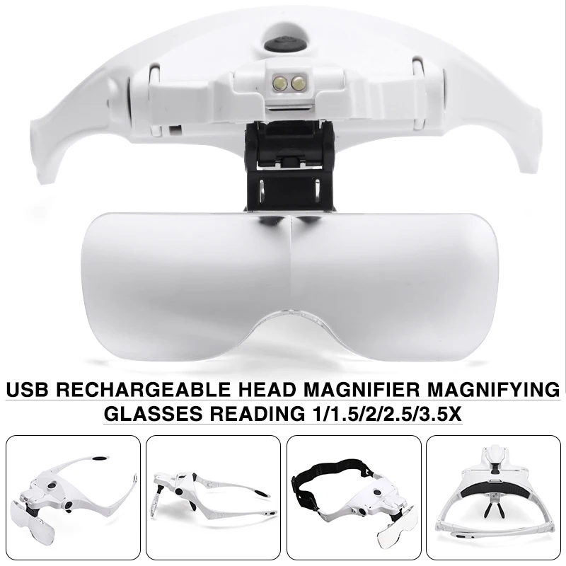 1/1.5/2/2.5/3.5X Head Magnifying With LED Light Lamp For Jew