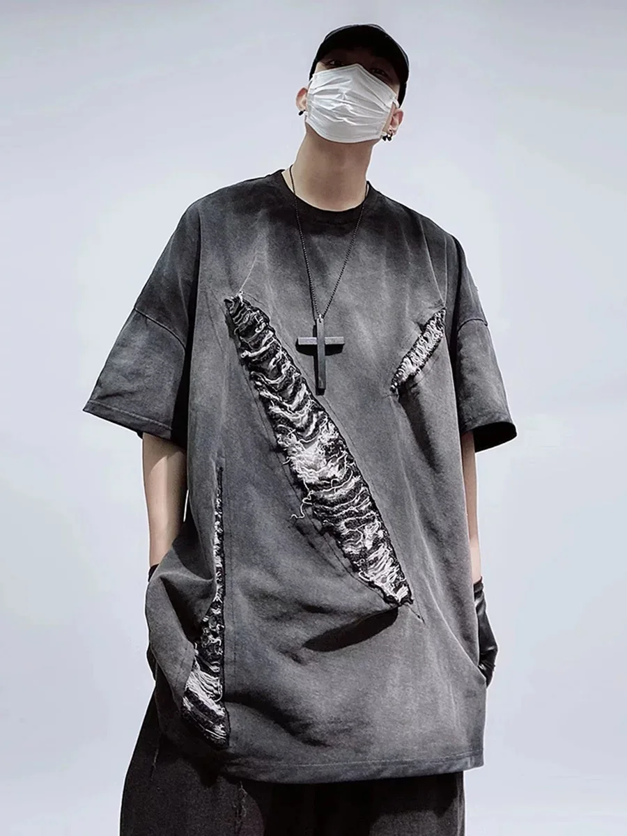 Тяжелая футболка с коротким рукавом в американском стиле хип-хоп модный