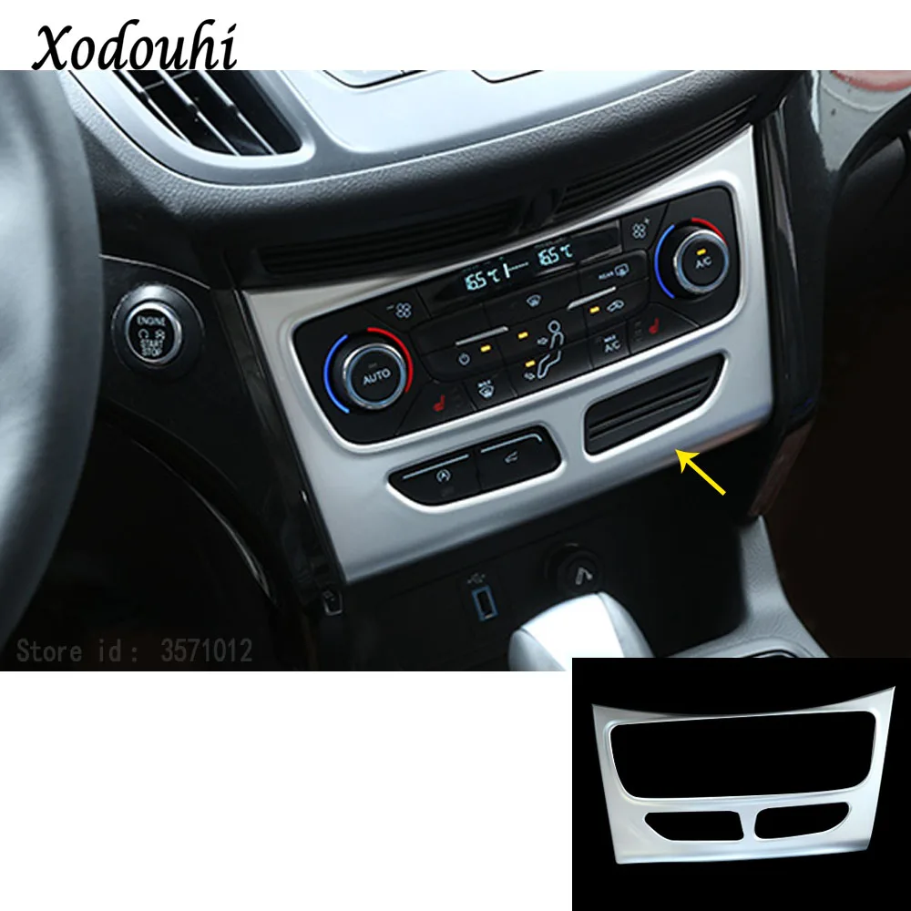 

For Ford Kuga Escape 2017 2018 2019 2020 2021 ABS Chrome Console Temperature Air-condition Volume Switch Trim Frame Lamp 1pcs