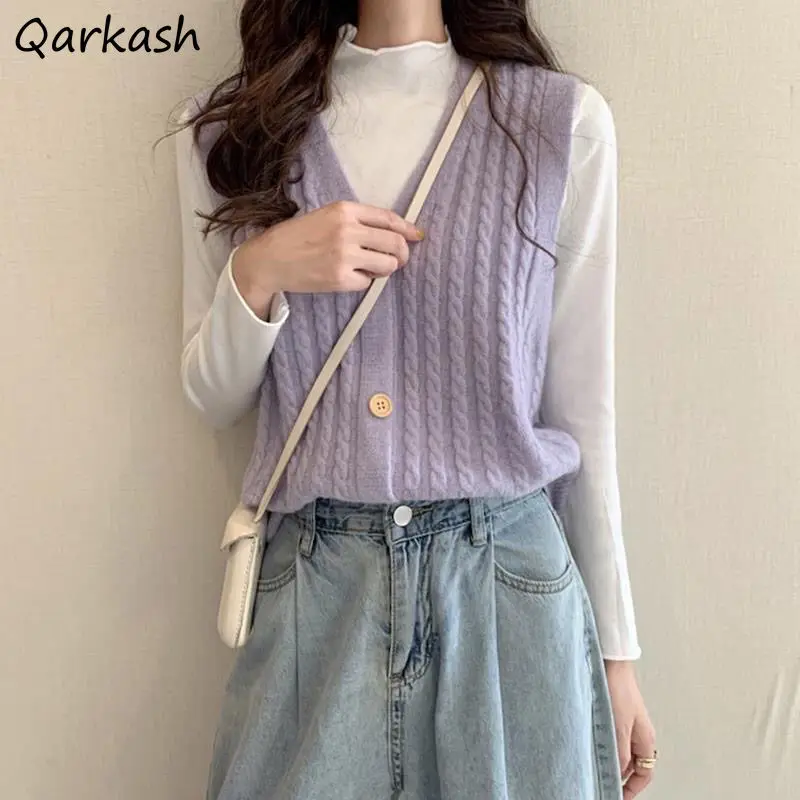 

Solid Sweater Vests Women Single Breasted Colorful Sweet Vintage Knitted Soft S-3XL Trendy Ulzzang Female Hot Sale Stretchy New