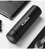 500ml car thermos bottle for hyundai kona 2018 2019 ev stainless steel vacuum cup temperature display fashion coffee travel mug