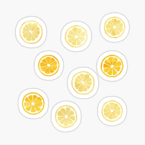 

Yellow Watercolor Lemon Slices Pattern 5PCS Stickers for Funny Background Laptop Home Kid Decor Cartoon Anime Car Wall Room