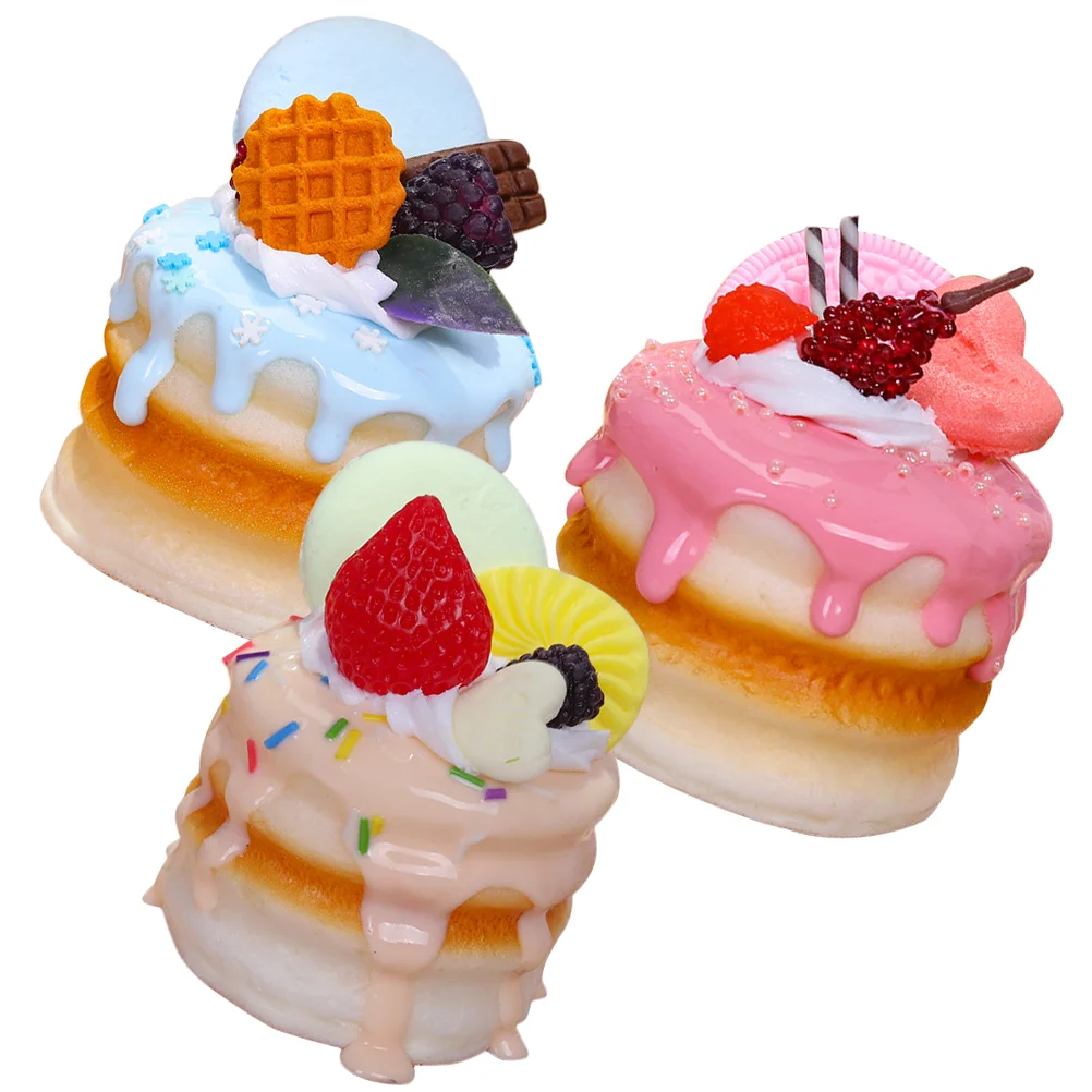 

3 Pcs Simulation Cake Model Desktop Decor Fake Desserts Tablescape Artificial Cakes Models Photo Props