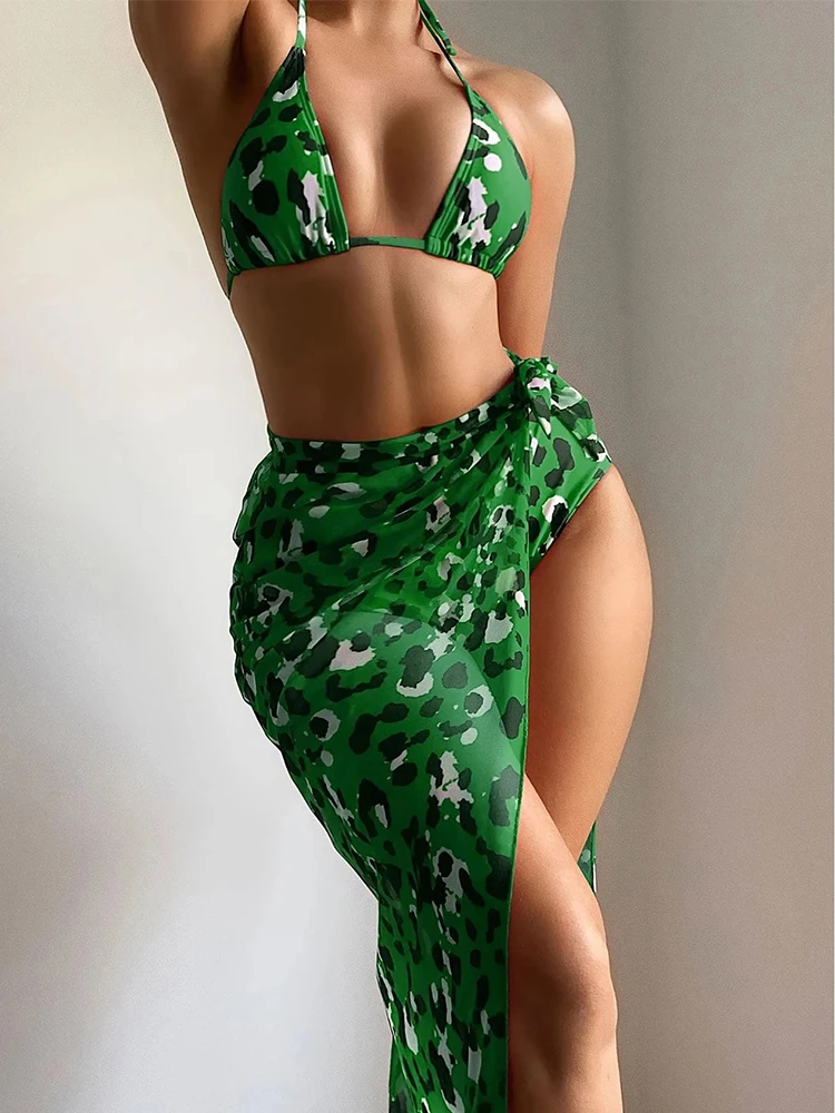 

Women's 3 Piece Tie Dye Bikini Set Swimsuit with Sarongs Cover Ups Beach Skirt Bathing Suit