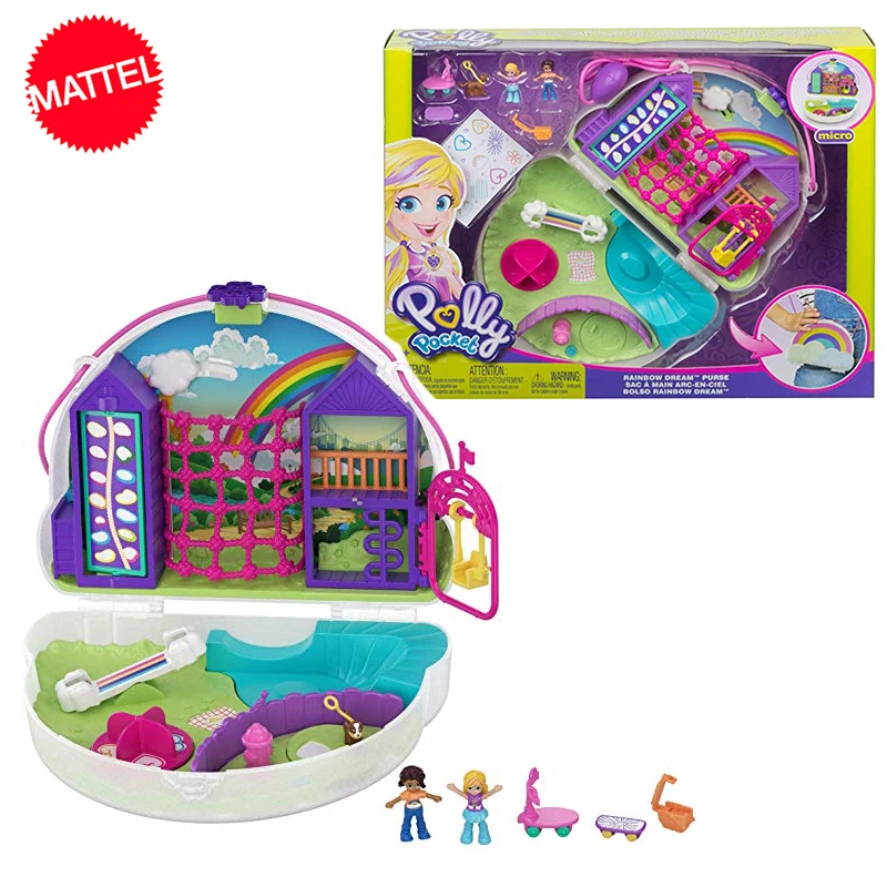 Оригинальный Карманный миниатюрный домик Mattel Polly с микро-сценариями для
