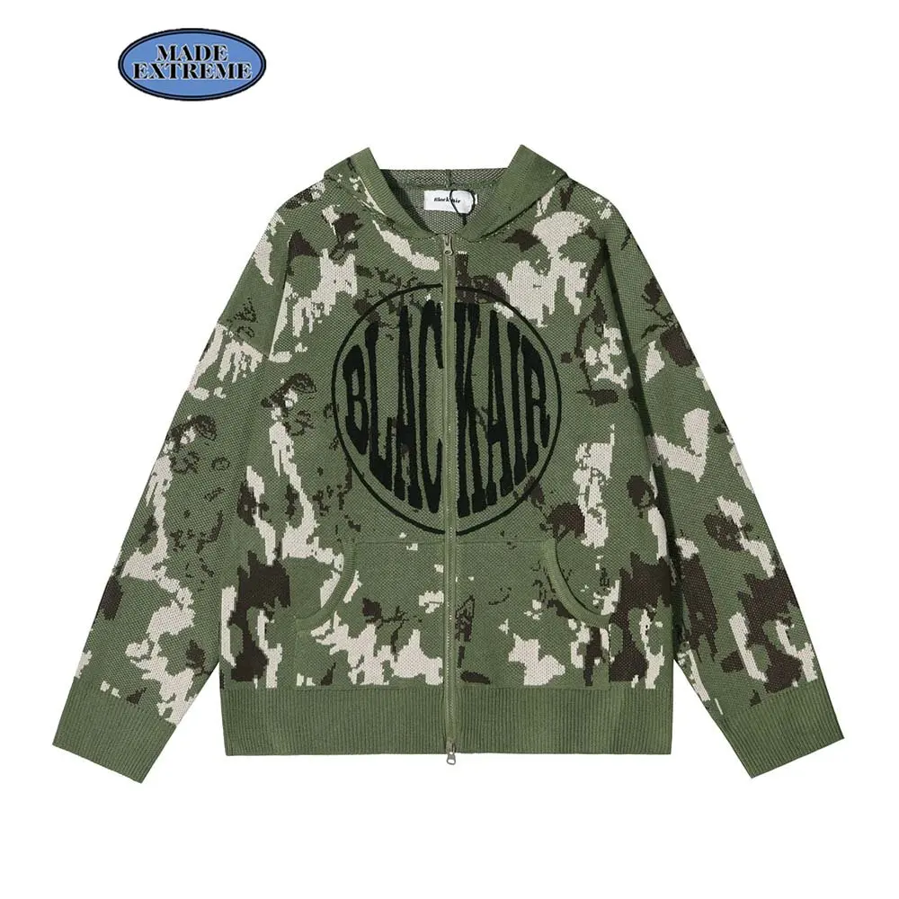 

MADE EXTREME zip up camouflage sweaters oversized sweater men clothes knitted sweater men dropshipping