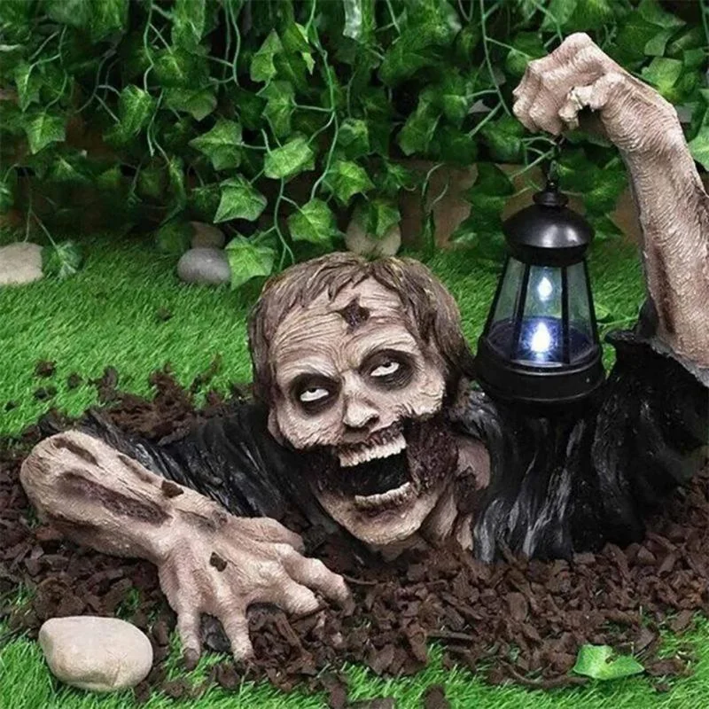 

Desktop Decor Small Ornaments Zombie Lantern Ornaments Resin Sculpture Statue Crafts Decorations For Outdoor Yard Lawn Garden