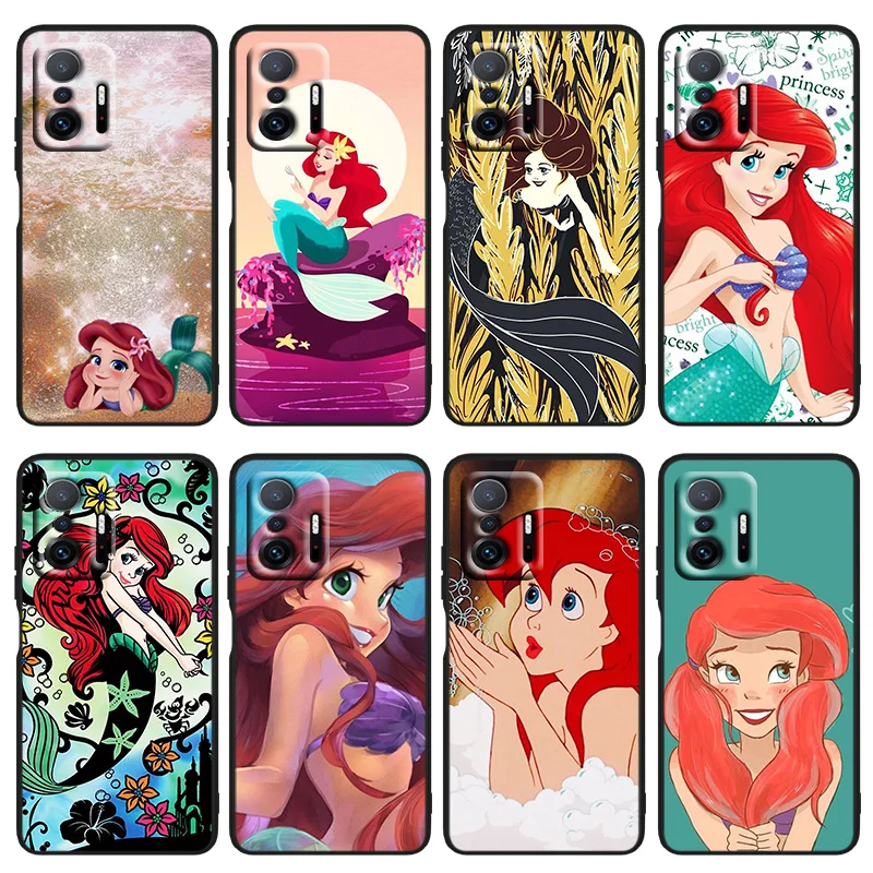 

The Little Mermaid lovely For Xiaomi Mi 12 12X 11T 11i 11 10T 10 9T 9SE 9 A3 CC9E Pro Ultra Lite Black Silicone Phone Case