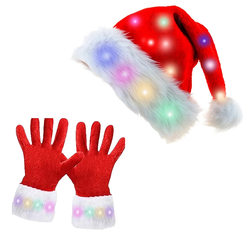 

Унисекс, светодиодный бархатный телефон, мужская и женская модель, Рождественская шапка Санта Клауса для взрослых