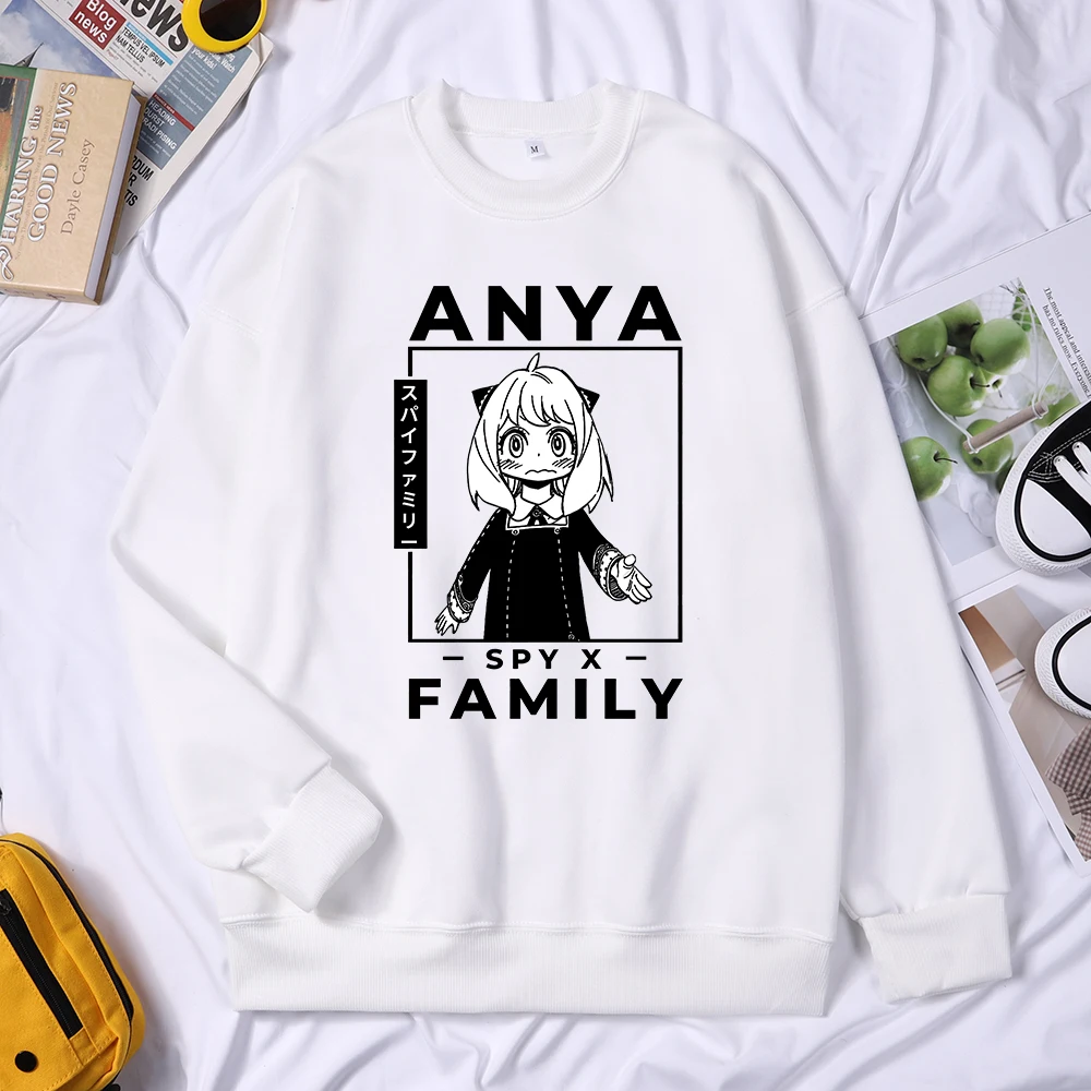 

Anya Forger Manga Spy X Family Pattern Female Streetwear Anime Fleece Sweatshirt Casual O-Neck Pullover Loose New Female Hoody
