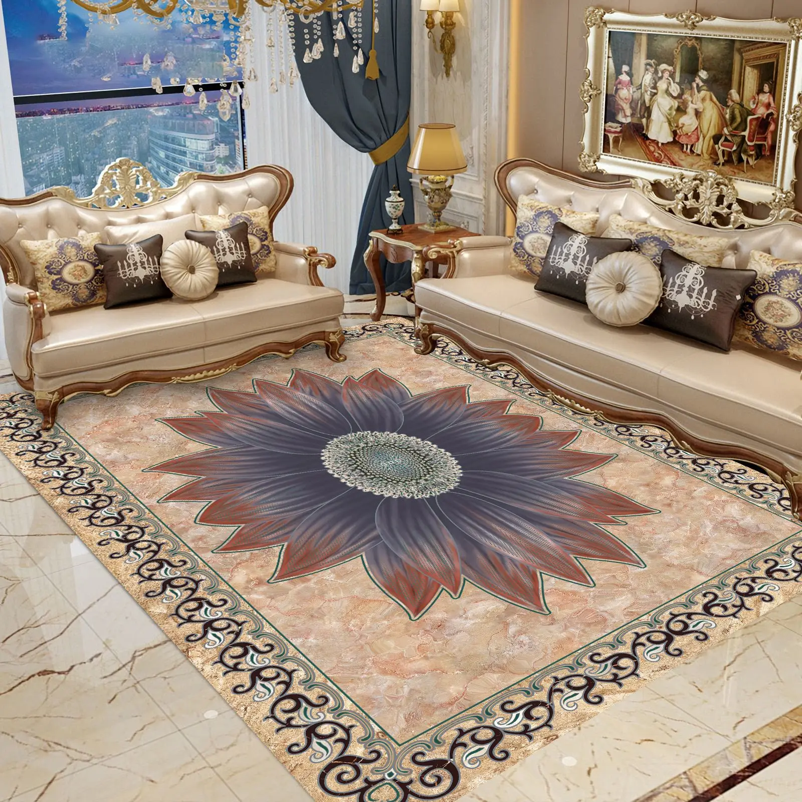 

European Court Living Room Carpet Light Luxury Style Live Room Decor Bedroom Beside Mat Large Area Carpets Study Home Decor Rug