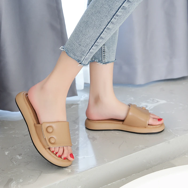 

Shoes Slippers Casual Slides Low Slipers Women Luxury Soft Flat 2022 Rubber Leisure PU Scandals Basic Fashion