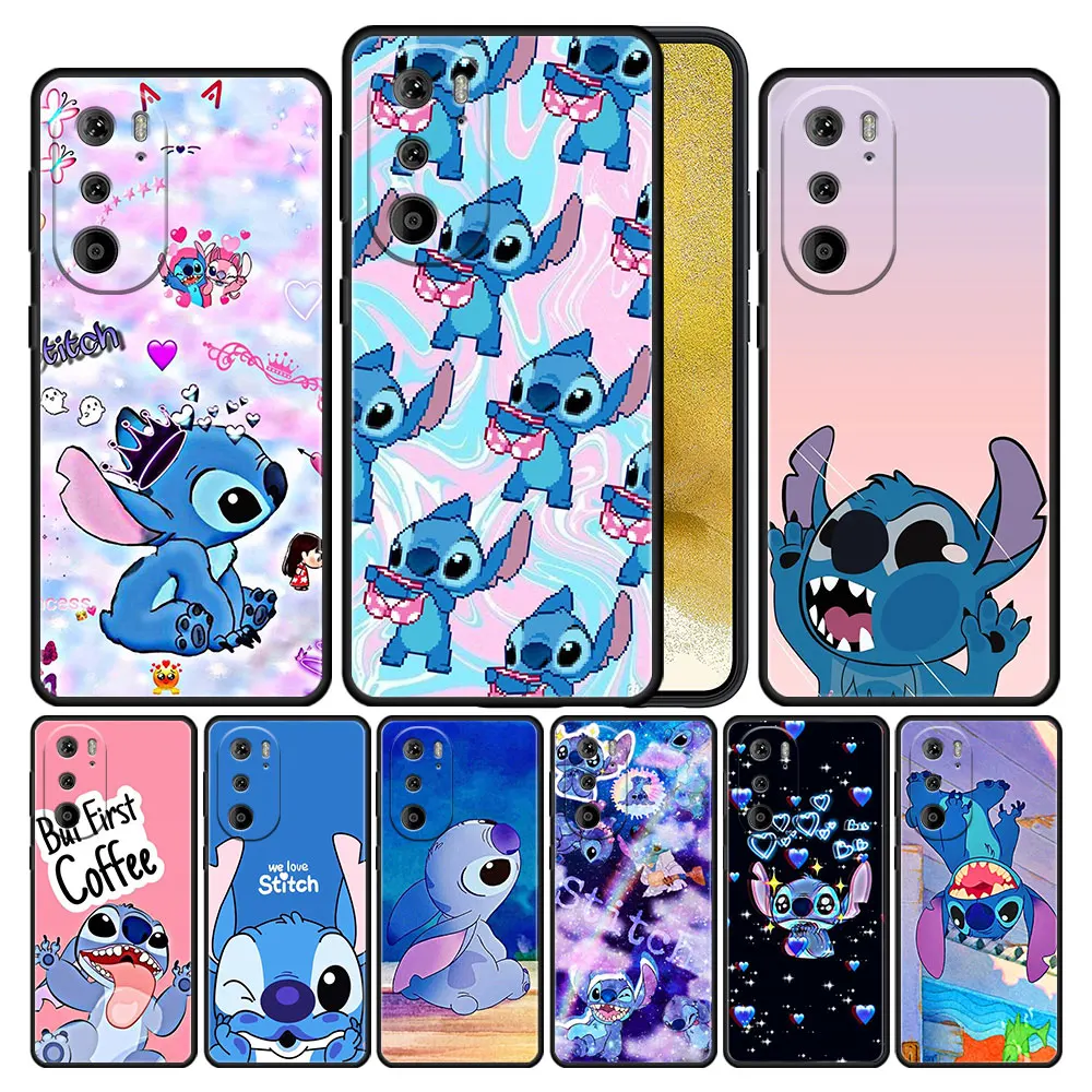 

TPU Full Disney Stitch Ohana Case Cover for Moto G22 G60 Edge 20 30 Pro G31 G71 G51 5G G30 S30 G200 One Fusion Black Phone