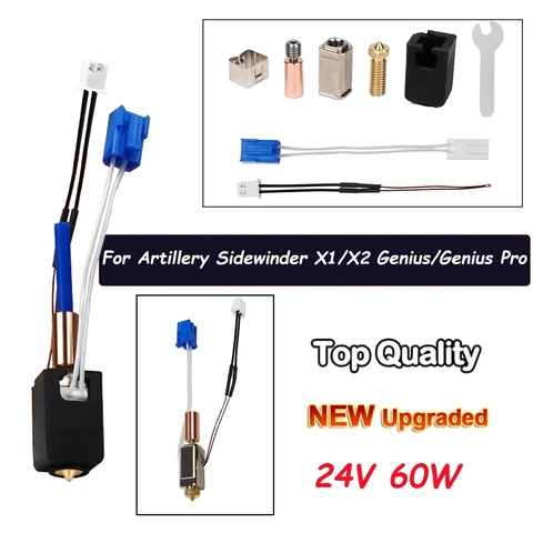 Модернизированный Hotend для артиллерийского Sidewinder X1 X2 Genius и Pro, детали 3D-принтера, все металлические нагревательные блоки сопла, комплекты термисторов