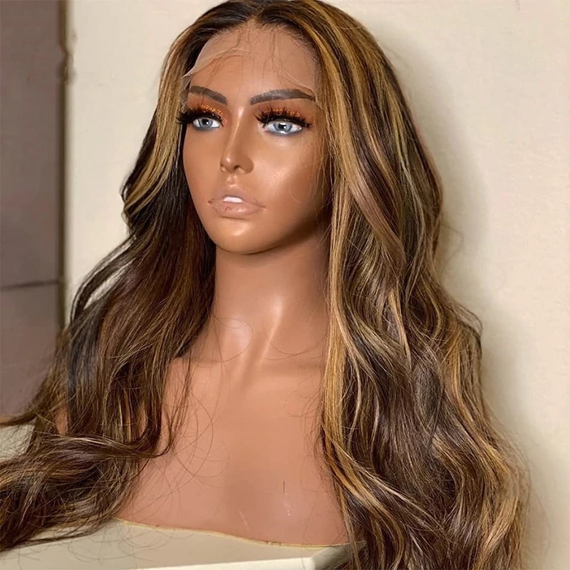 Ali Queen 13X4 Lace Front Wig 30 Inch Body Wave Highlight Wigs #4/27 Ombre Blonde Brazilian Human Hair Wig For Black Women Party images - 6