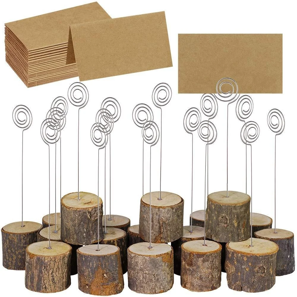 10pcs Wood Table Place Card Holder Stand Name Cards Photo Holders for Wedding Birthday Party Decorations Table Number Name Sign