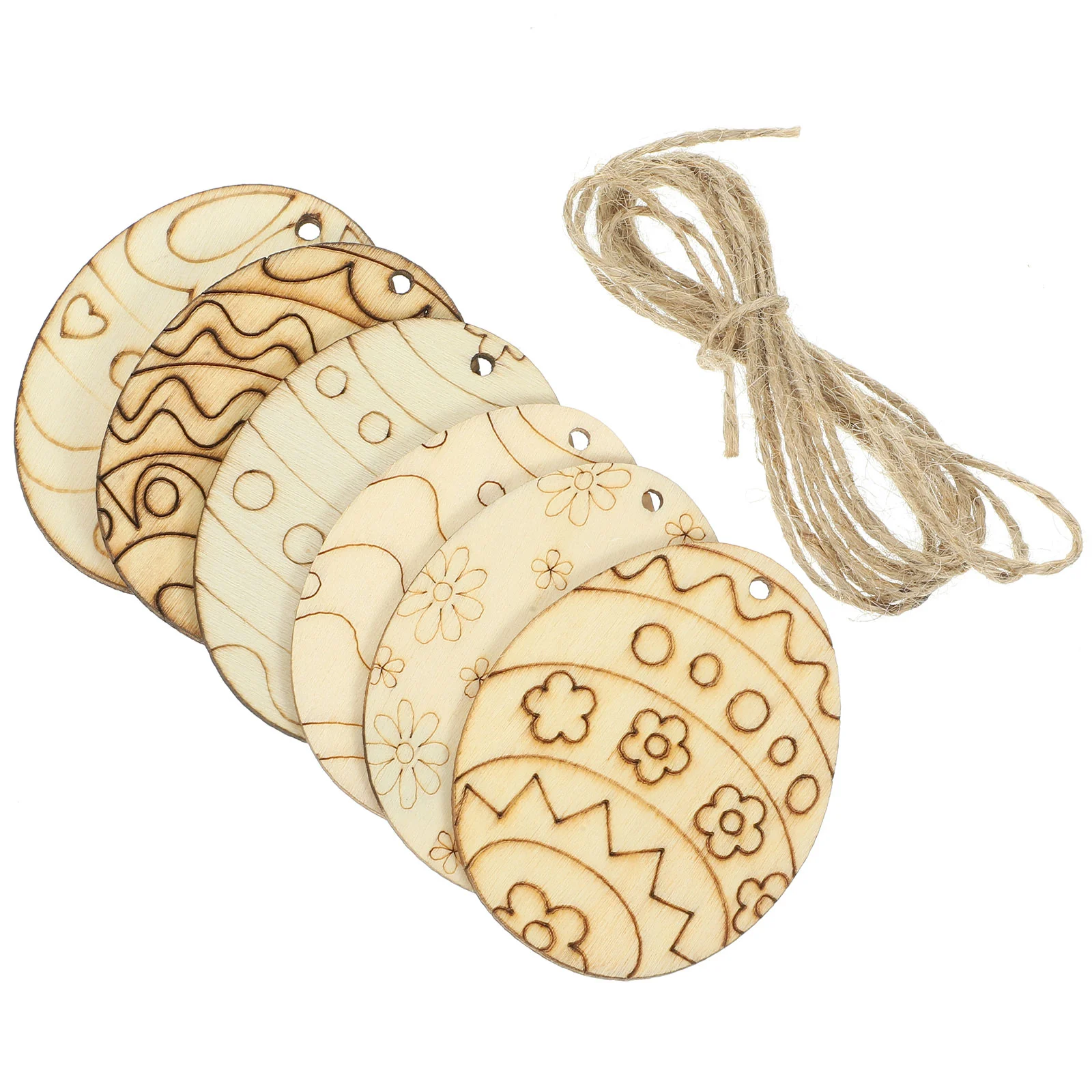 

60 Pcs Toys Easter Wooden Egg Cutouts Graffiti Children DIY Home Decors Unfinished Chips Crafts