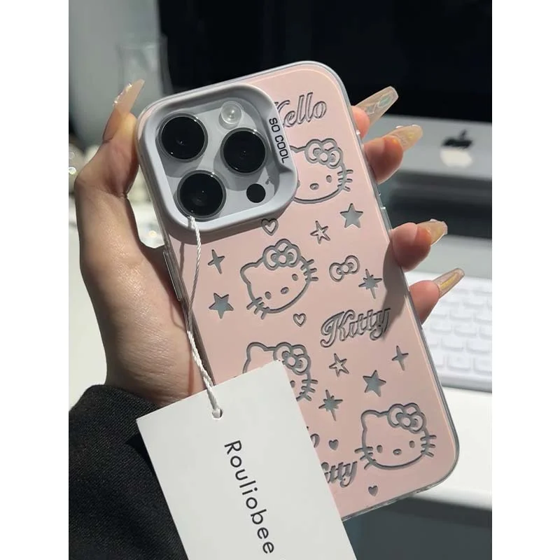 Розовый чехол Sanrio Hello Kitty Cool с полным экраном для Xiaomi Mi 14T 14 13 12 12T 11 Lite Poco X6 F6 F5 X5 F4 F3 X3