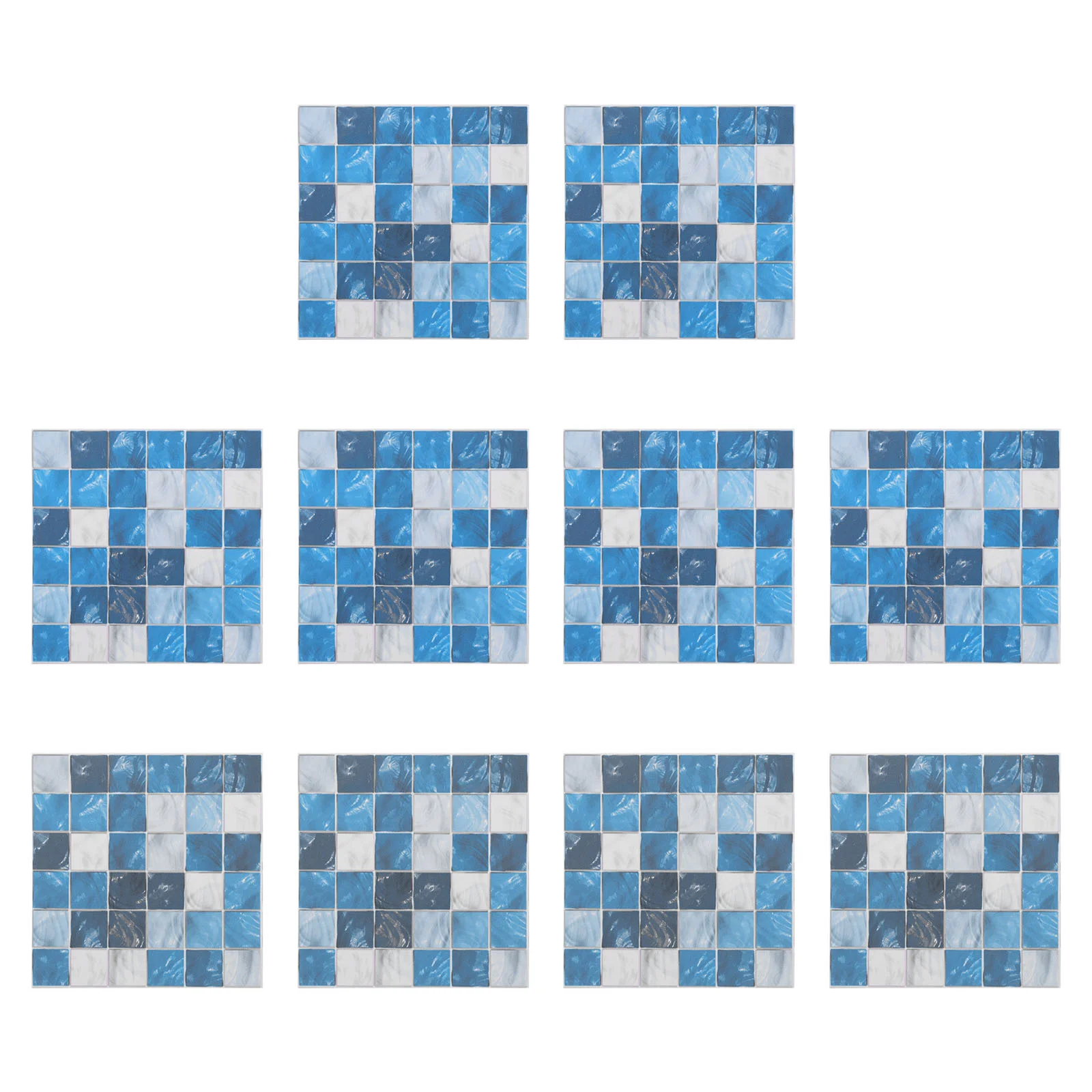 

50 Pcs Simulated Small Tile Stickers Mosaic Self Adhesive Blue 3D Wall Decor Home Decal Decorate Pattern Paste Decals