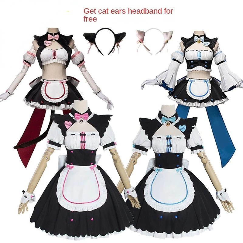 

Anime Nekopara Chocolate Vanilla Cosplay Costume Maid Dress Lolita Cute Cat Neko Girls Women Costume Halloween Show Skirt Set