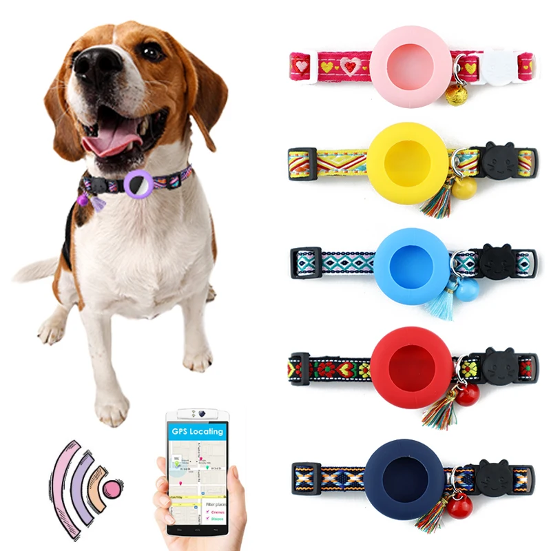 

Silicone Airtag Case Dog Cat Bell Collar GPS Finder Anti-lost Location Tracker Device Cover Cat Tracker Collar Pet Accessories