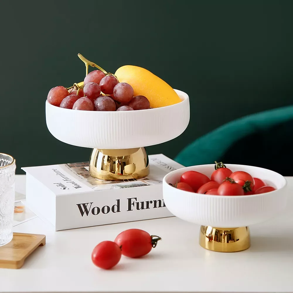 

Nordic Fruit Storage Tray Ceramic Plate Cake Stand Luxury Home Decoration Snack Tray Coffee Table Tea Saucer Kitchen Accessories