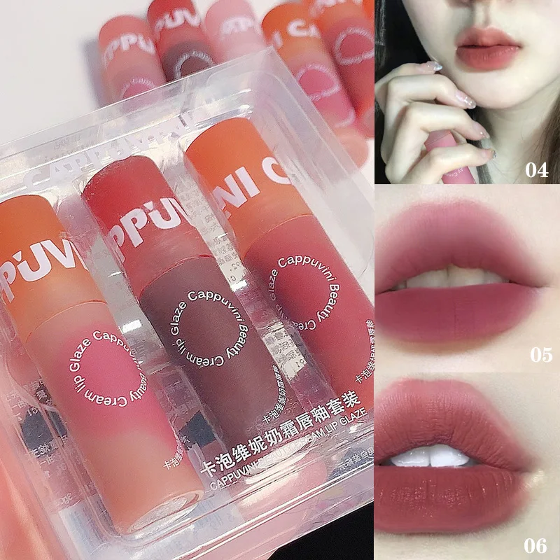 

Cappuvini Cream Lip Clay Set Matte Lip Glaze Velvet Whitening Lip Gloss Lipstick