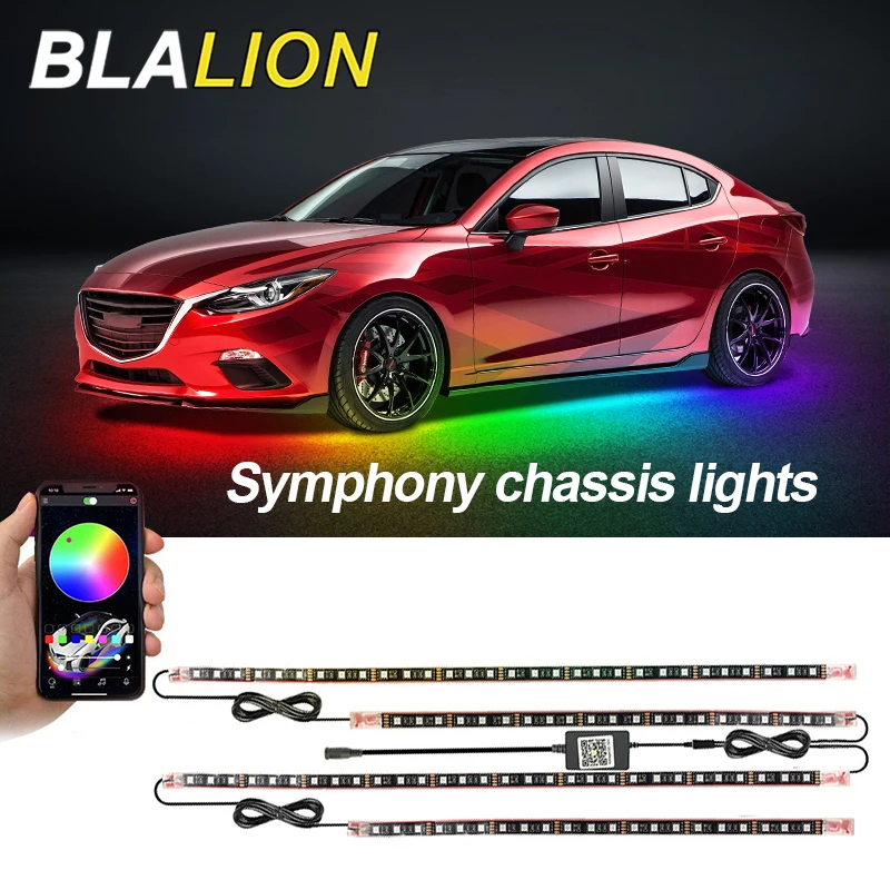 Гибкая подсветка для автомобиля светодиодная лента нижнего корпуса управление