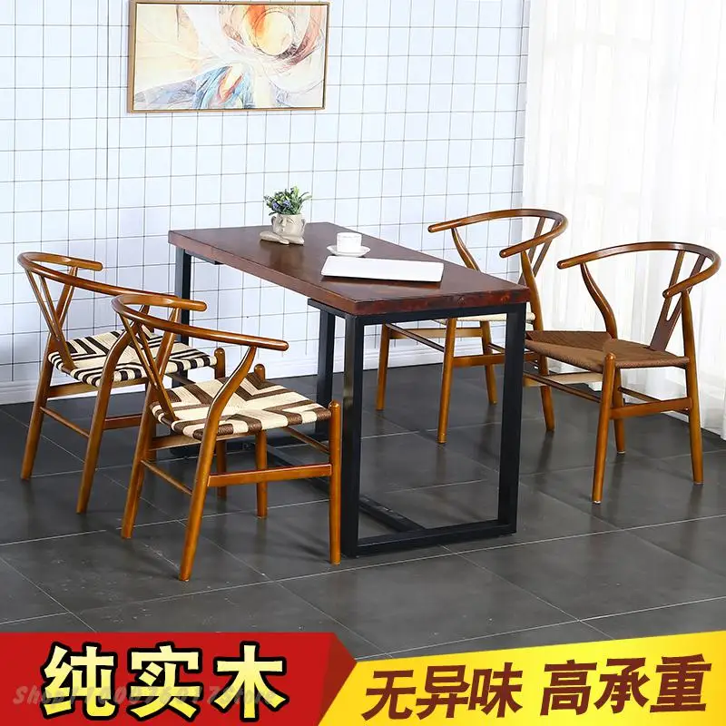 Стул из твердой древесины для домашней столовой Taishi New Chinese с деревянной спинкой и подлокотниками Y Tea.