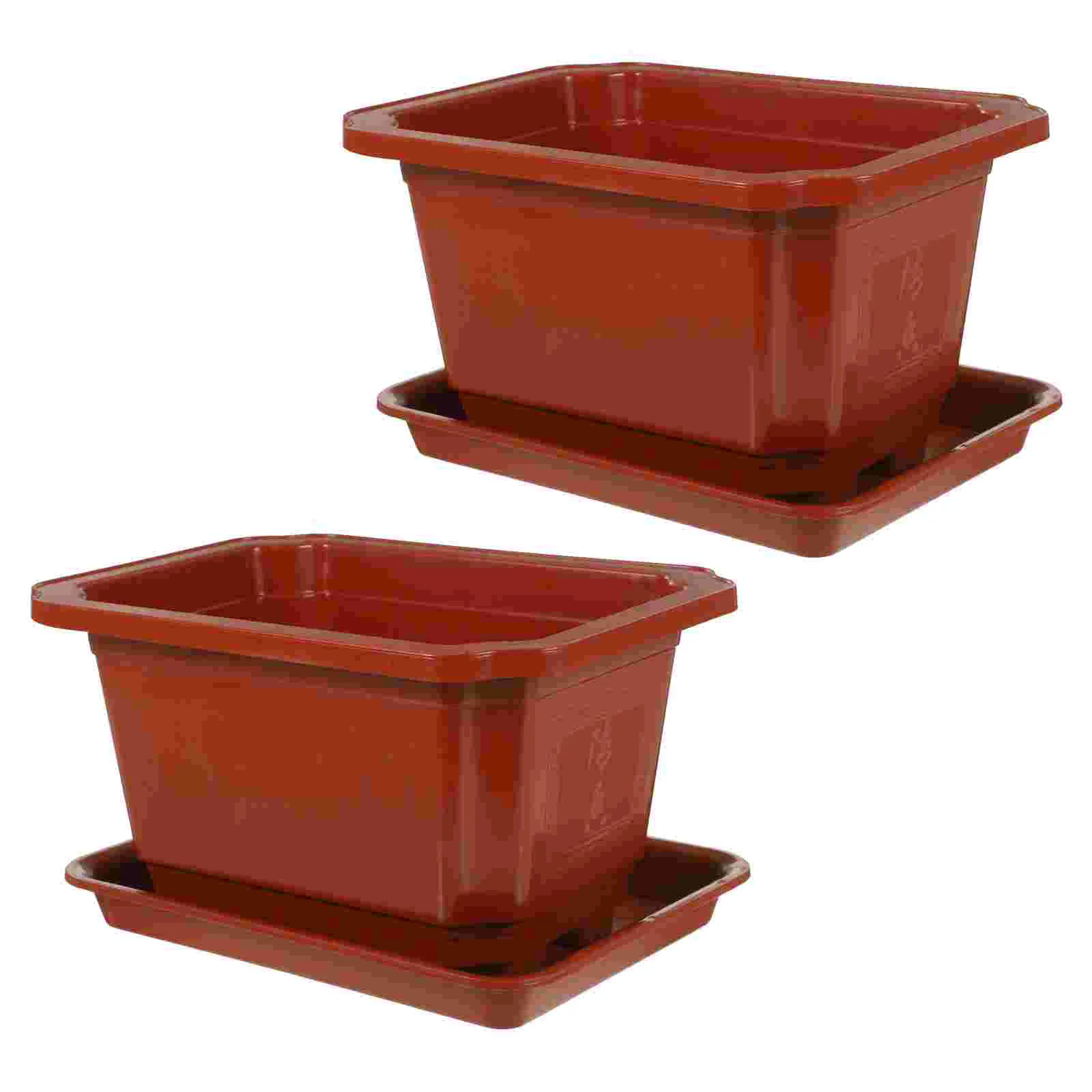 

2 Sets Flower Pot Stand Pots Plants Planter Bowl Watering Container Large Bonsai Trays Plastic Flowerpot Office Gardening