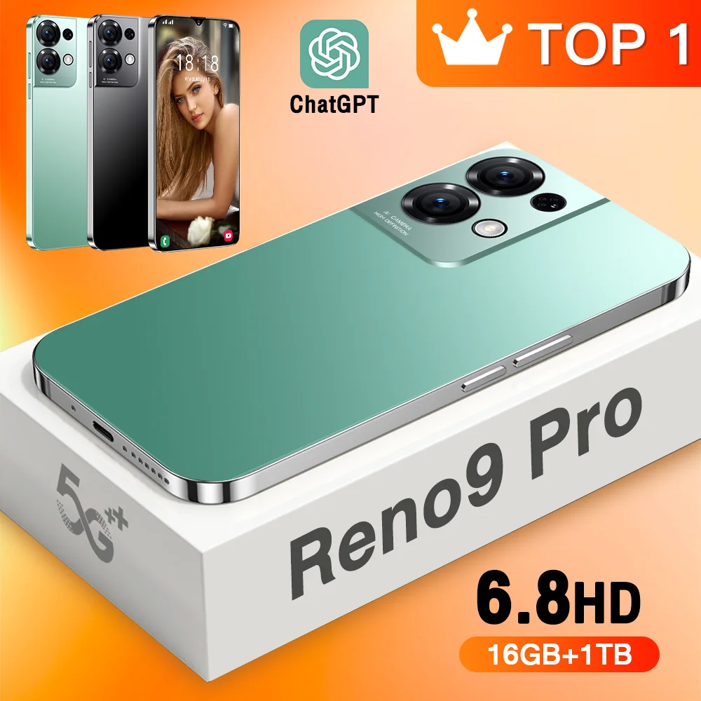 

Оригинальный смартфон Reno9 Pro, 6,8 дюйма, HD, Full Screen, глобальная версия, Android, 16 ГБ + 1 ТБ, мобильный телефон с двумя SIM-картами, сотовый телефон