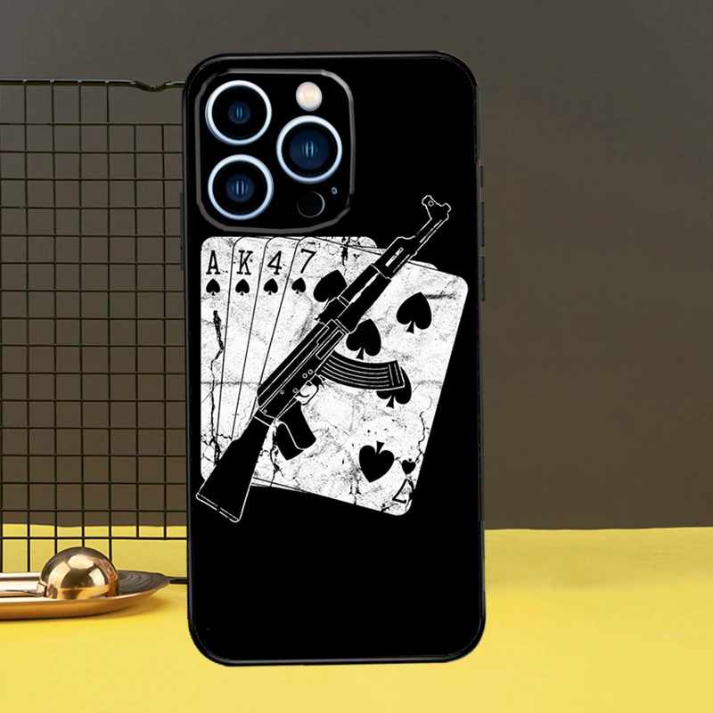 Чехол AK47 Gun для телефона iPhone 11 12 13 14 16 15 Pro Max Mini 7 8 Plus X XR XS чехол