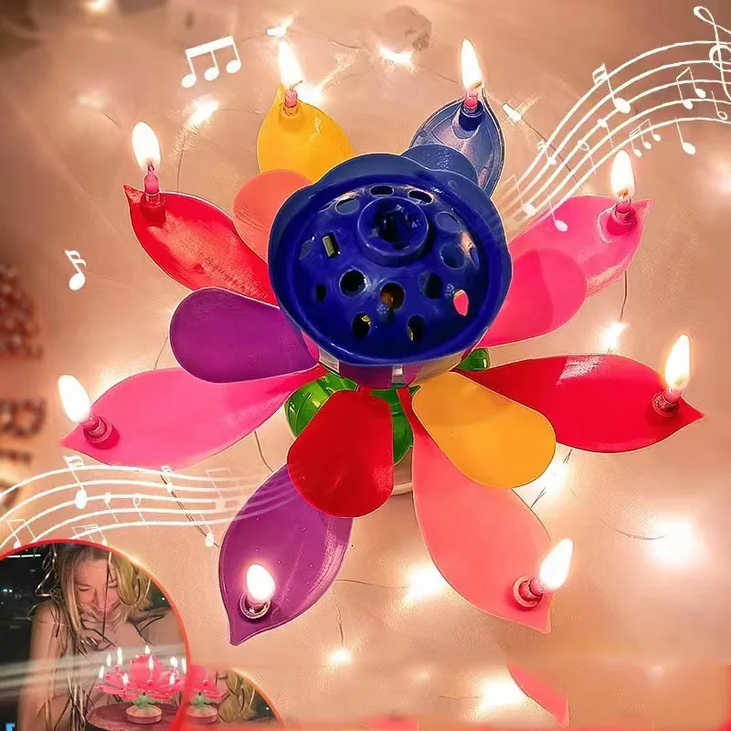 

1 Pcs Cake Candle Electronic Lotus Double Layer Birthday Candles Disposable Candles Birthday Party Gifts Kids Cake DIY Decor
