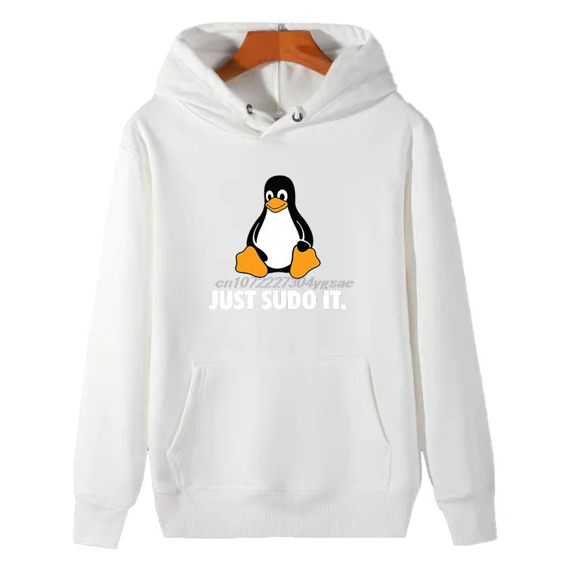 Толстовки с капюшоном рисунком Just Sudo It операционная система Linux Tux Penguin зимние