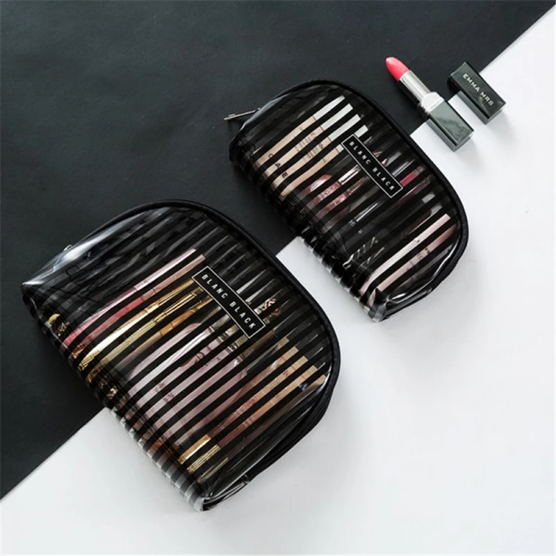 

Men's and Women's Striped Semi-circle Cosmetic Bag Waterproof Transparent Travel Storage Bag Pvc Men's and Women's Clutch Bag