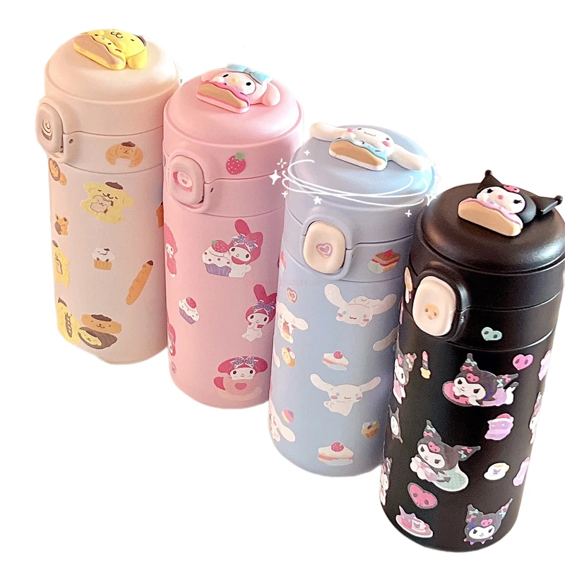 

320Ml Sanrio Kuromi Cartoon 304 Stainless Steel Insulated Water Bottle Anime My Melody Cute Diy Sticker Thermos Cup Student Cups