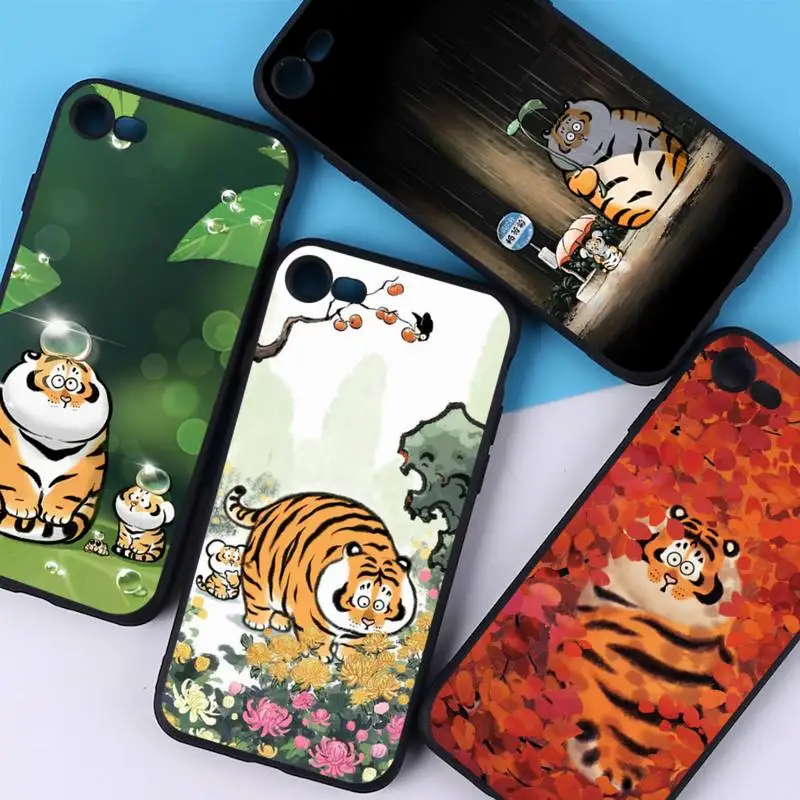 

Cartoon Fat Tiger Phone Case Silicone Soft for iphone 14 13 12 11 Pro Mini XS MAX 8 7 6 Plus X XS XR Cover