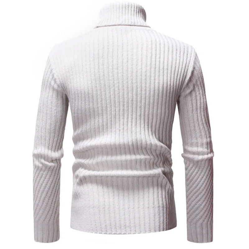 Autumn Winter Fashion Brand Clothing Men's New Sweaters Warm Slim Fit Turtleneck Pullover Knitted Sweater Men Grey White Black