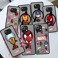 marvel spiderman iron man captain case for xiaomi mi poco x3 nfc m3 11 10 12 9t 11t 10t pro note 10 lite matte phone covers